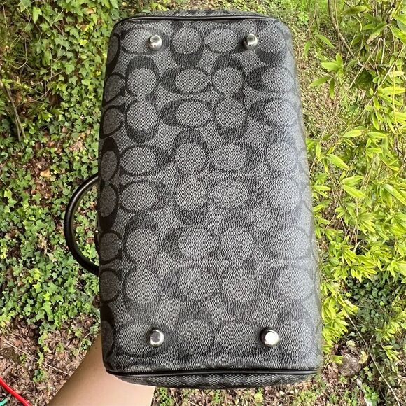 COACH Rowan Satchel Bag Graphite/Black Signature Canvas w Silver Hardware NWT - Picture 6 of 8